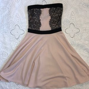 Soprano Pink Strapless Lace Dress